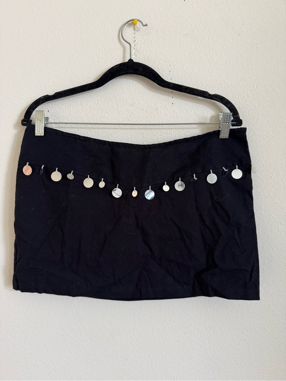 Gimaguas Black Linen Mini Skirt with Metallic Sequin size M NWT
